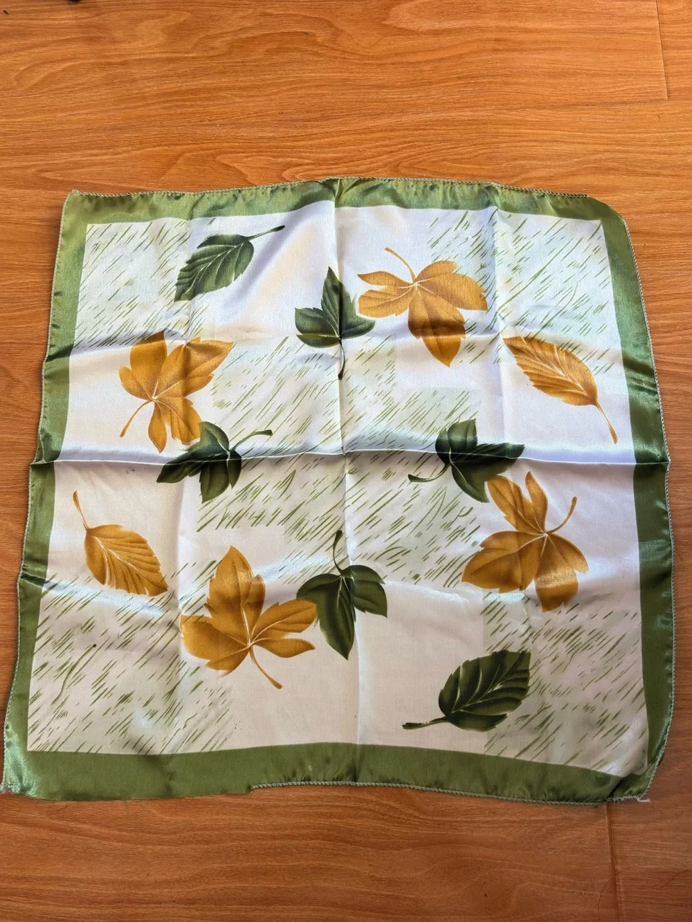 New Square Leaves Pattern Satin Scarf-20”